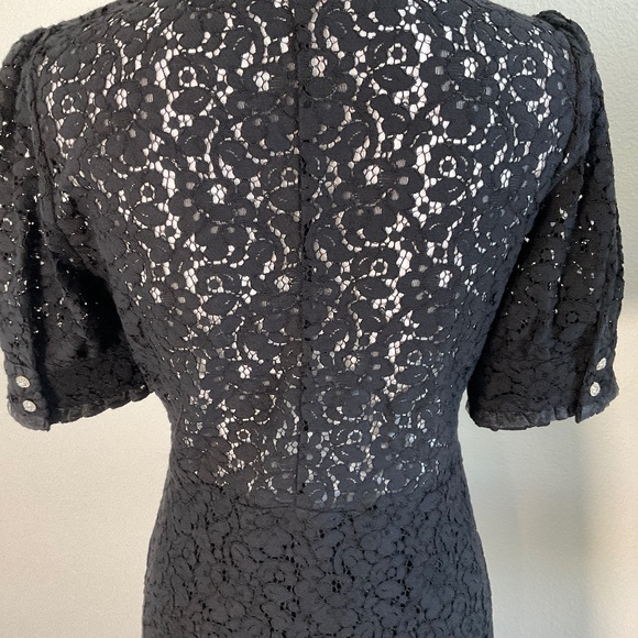 ZARA Black Lace Dress With Jewel Buttons Size Medium - Picture 6 of 11